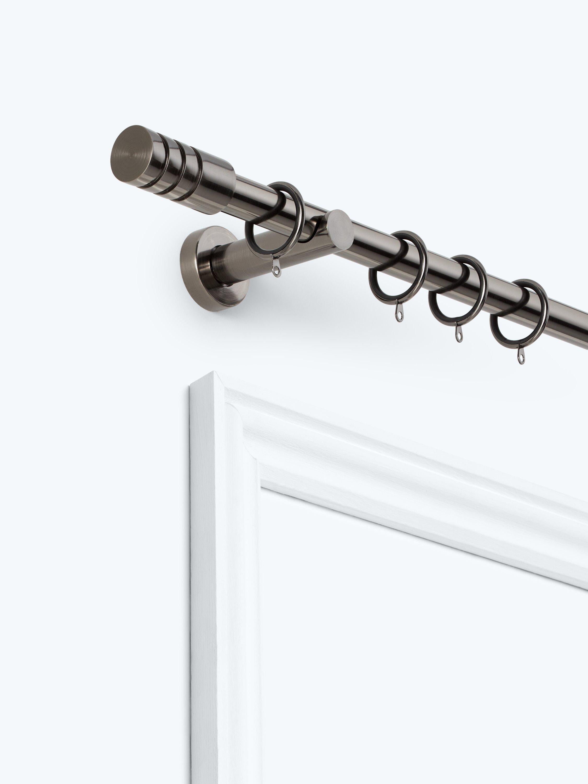Extendable Metal Curtain Pole Kit with Barrel Finial, 28mm Diameter