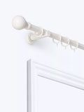 John Lewis Fixed Metal Curtain Pole Kit with Ball Finial, Dia.28mm, White, L120cm