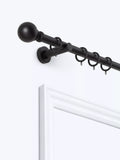 John Lewis Fixed Metal Curtain Pole Kit with Ball Finial, Dia.28mm, Black, L120cm