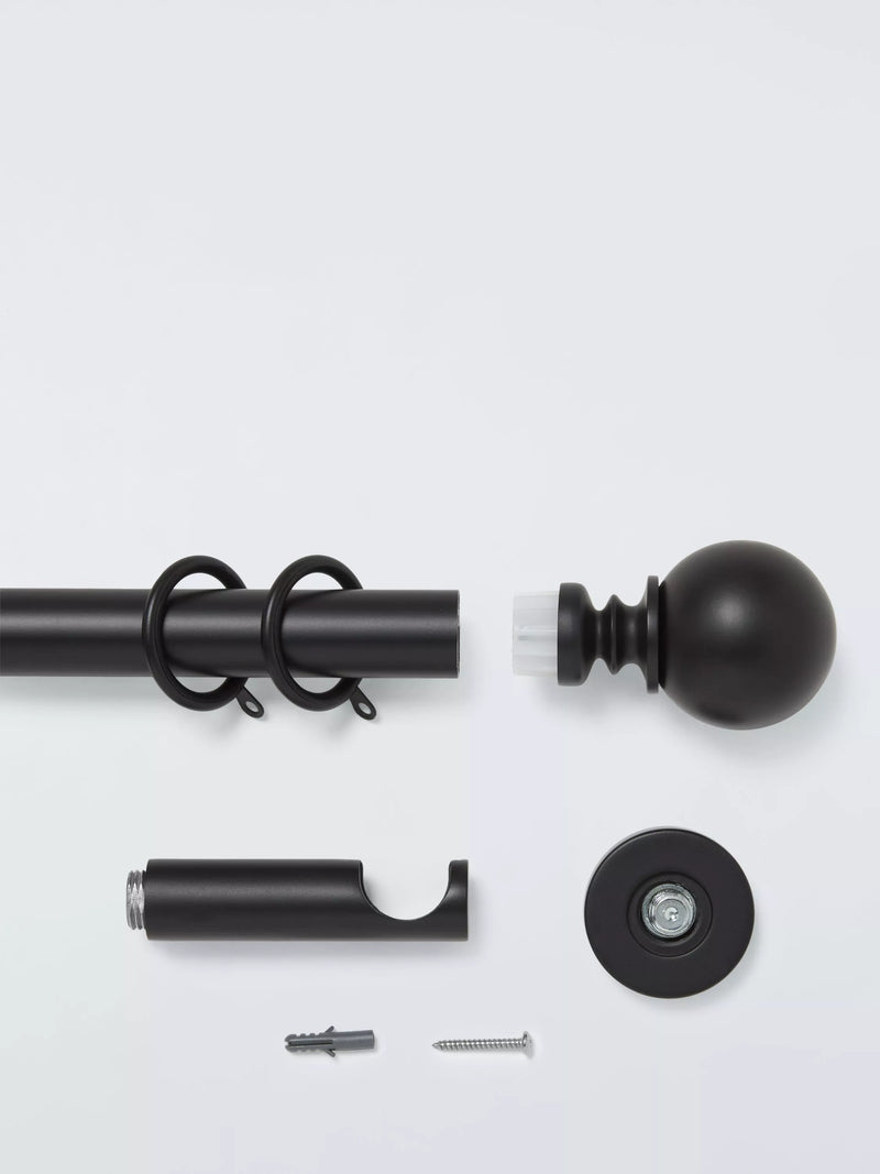John Lewis curtain pole kit ball finial fixed metal 28mm, UK version