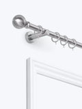 John Lewis Fixed Metal Curtain Pole Kit with Ball Finial, Dia.28mm, Silver, L120cm