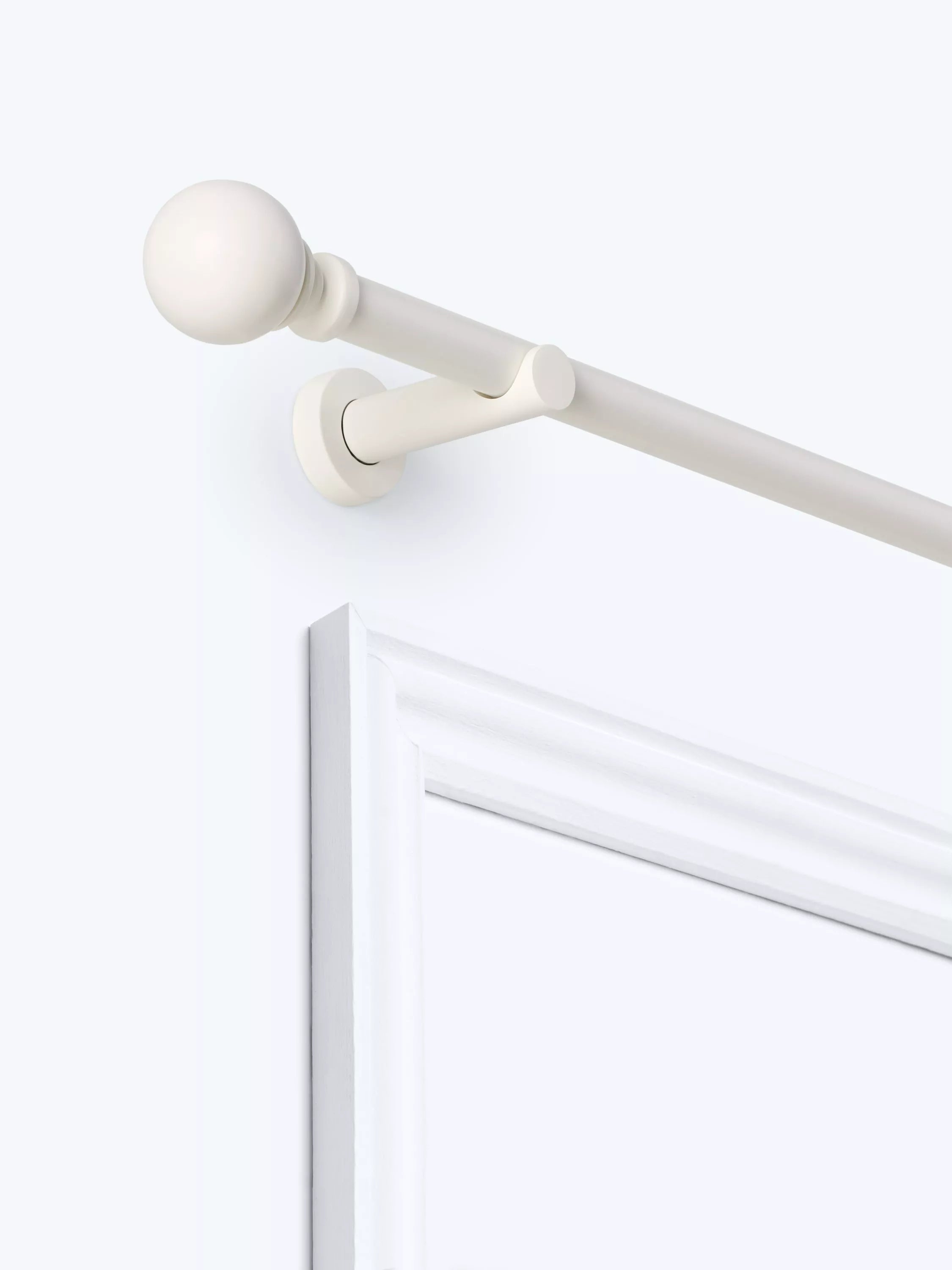 John Lewis Fixed Eyelet Metal Curtain Pole Kit with Ball Finial, Dia.28mm, White, L120cm