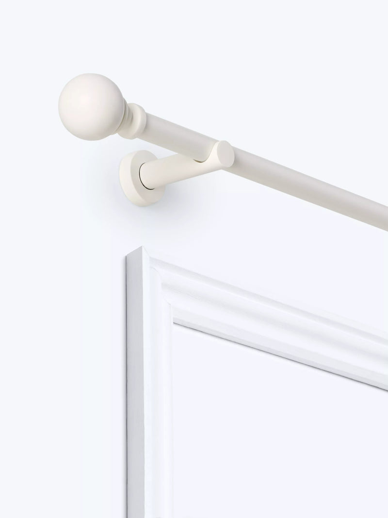 John Lewis Fixed Eyelet Metal Curtain Pole Kit with Ball Finial, Dia.28mm, White, L120cm