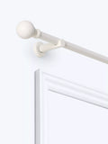 John Lewis Fixed Eyelet Metal Curtain Pole Kit with Ball Finial, Dia.28mm, White, L120cm