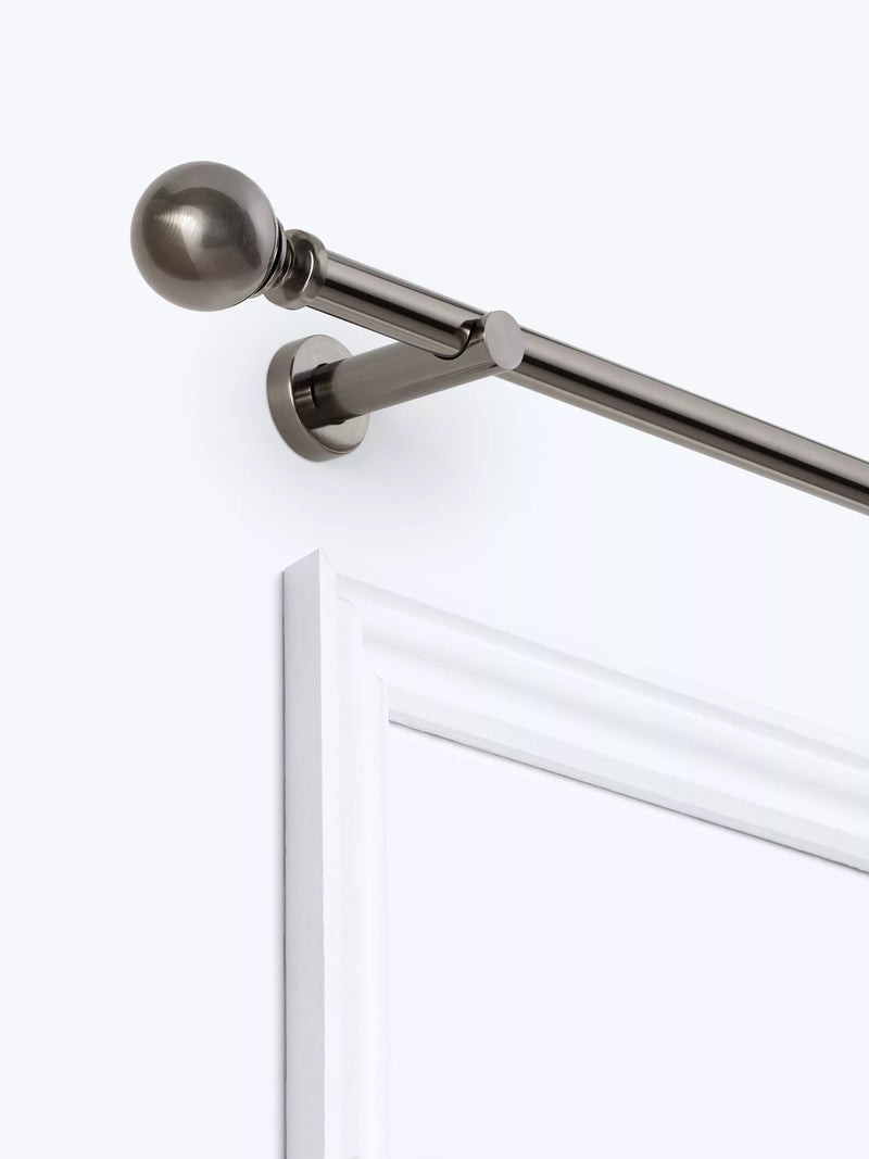 John Lewis Fixed Eyelet Metal Curtain Pole Kit with Ball Finial, Dia.28mm, Grey, L120cm