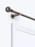 John Lewis Fixed Eyelet Metal Curtain Pole Kit with Ball Finial, Dia.28mm, Grey, L120cm