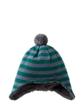 Benetton Kids' Striped Pom-Pom Knitted Hat, Green/Multi