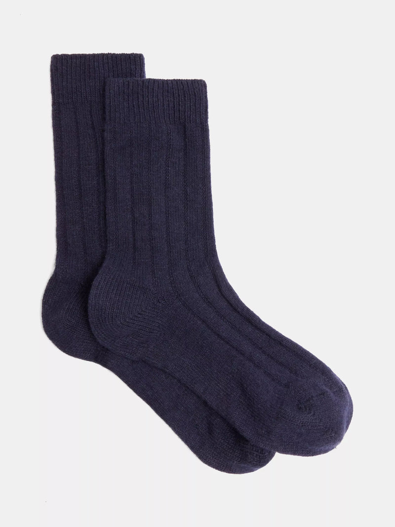 HUSH wool blend socks one size navy (British brand)