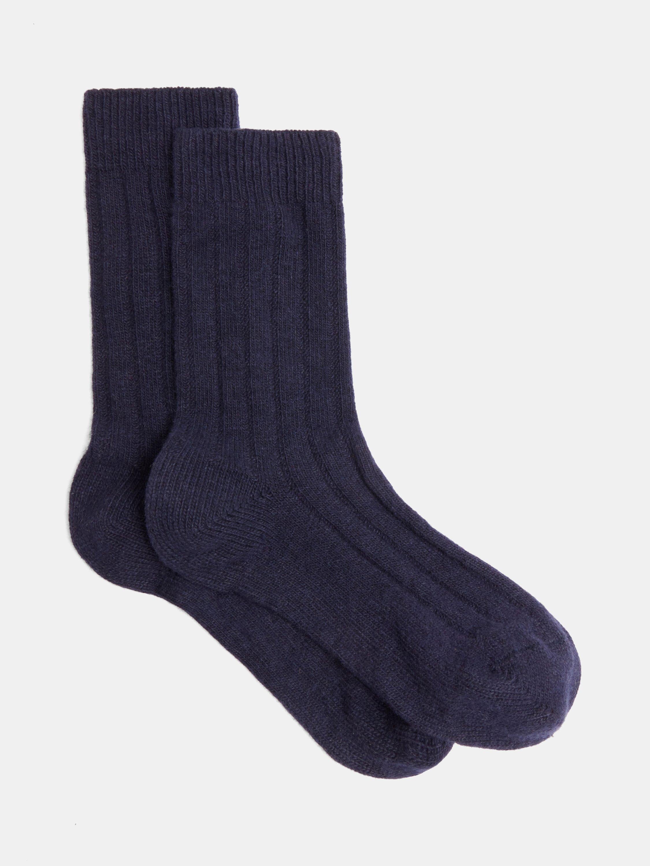HUSH wool blend socks one size navy (British brand)