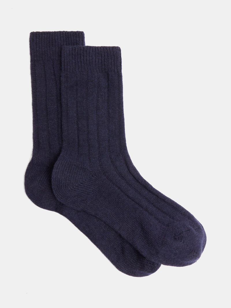 HUSH wool blend socks one size navy (British brand)