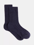HUSH wool blend socks one size navy (British brand)