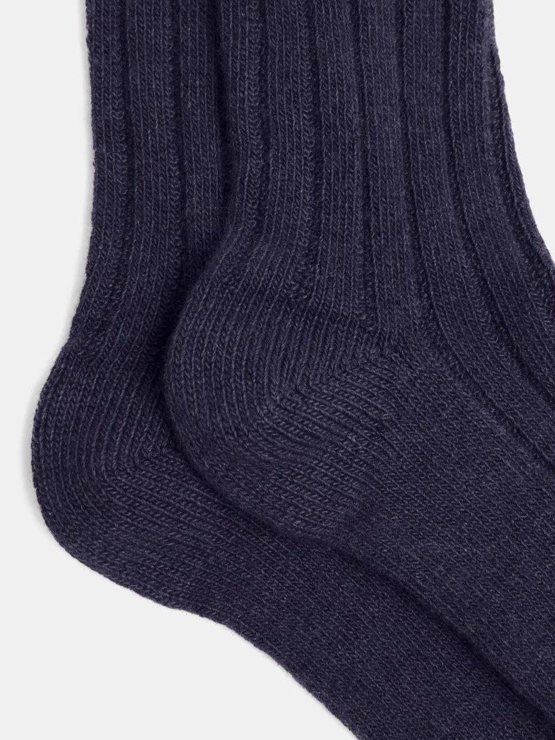 HUSH wool blend socks one size navy (British brand)