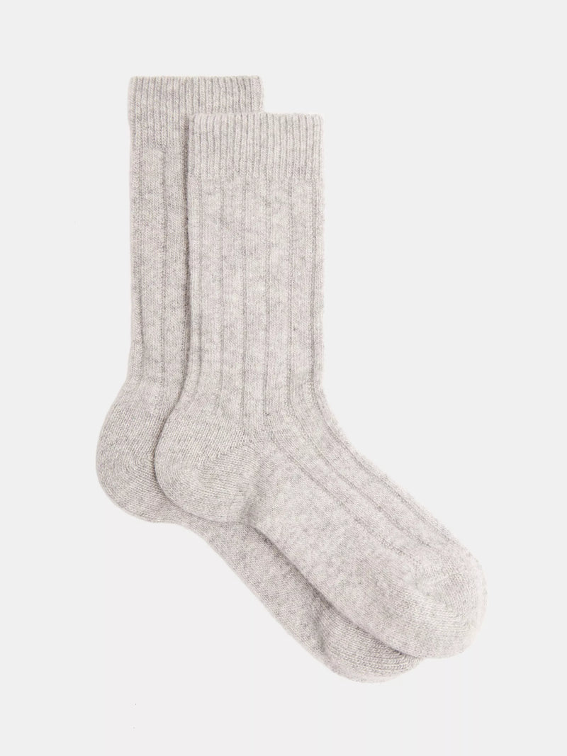 HUSH Textured Cashmere Rich Socks, Grey, One Size
