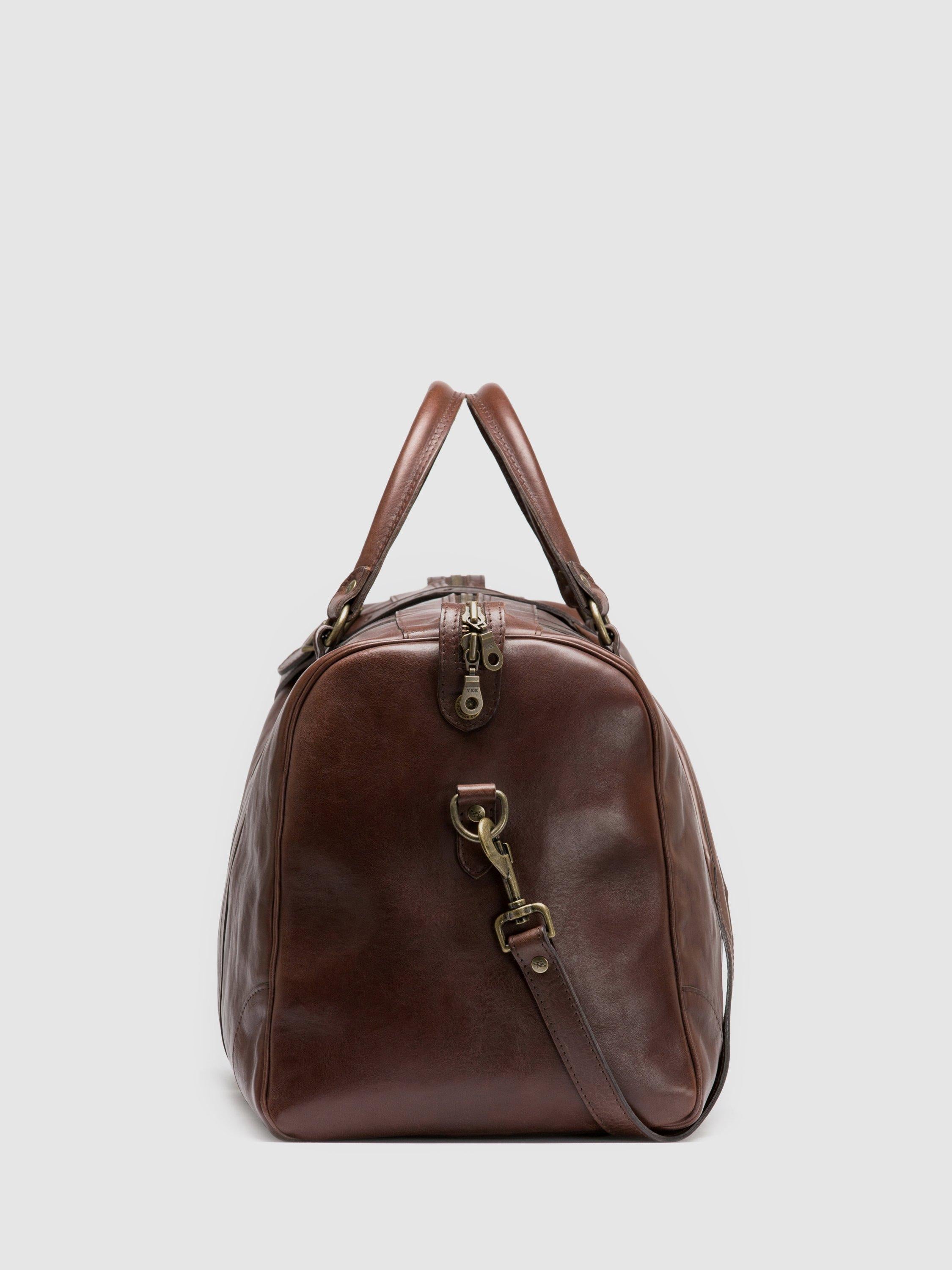 Rodd & Gunn chocolate leather weekender bag - British product