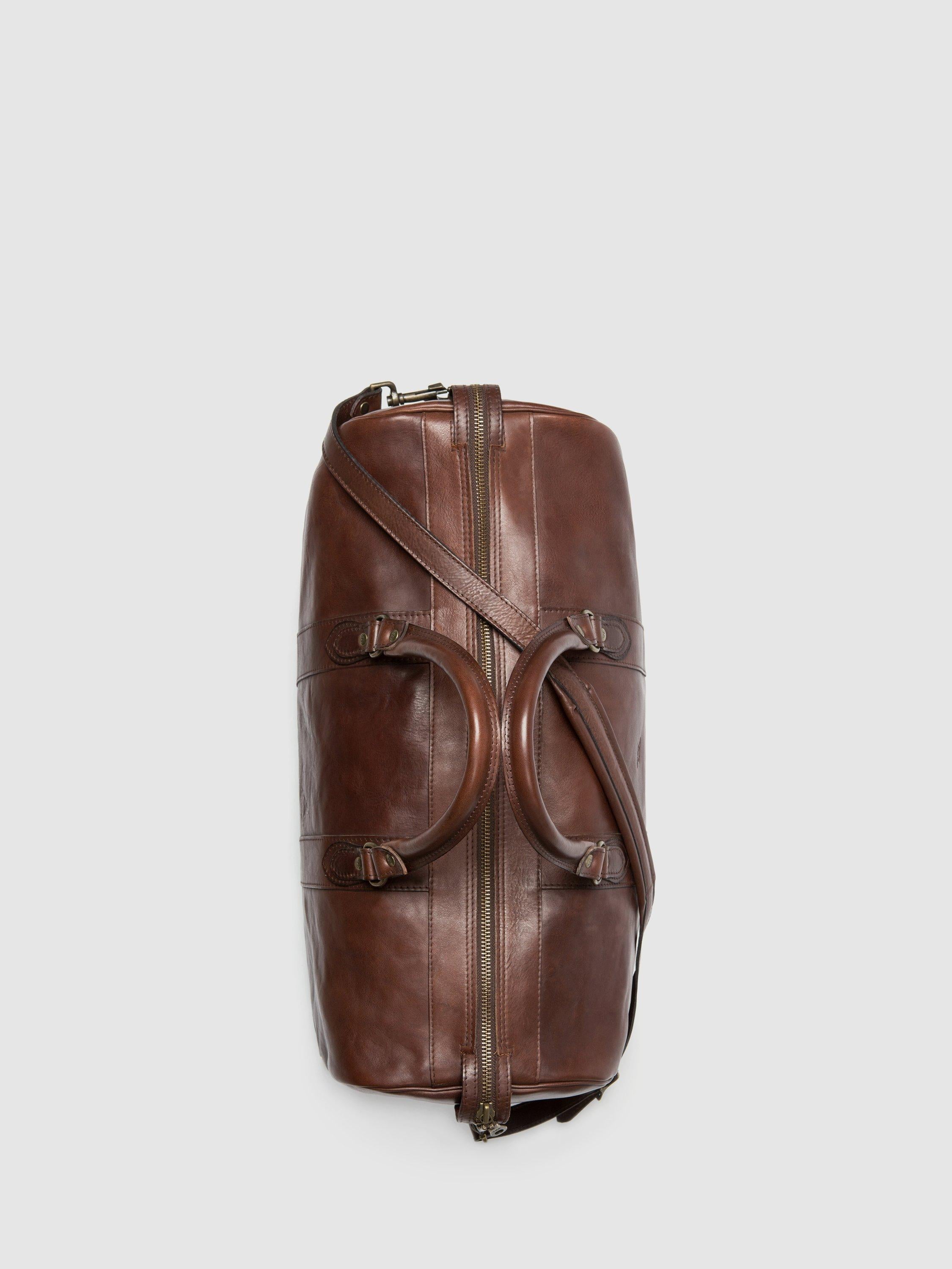 Rodd & Gunn chocolate leather weekender bag - British product