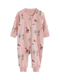 Lindex Baby Organic Cotton Forest Sleepsuit, Dusty Pink