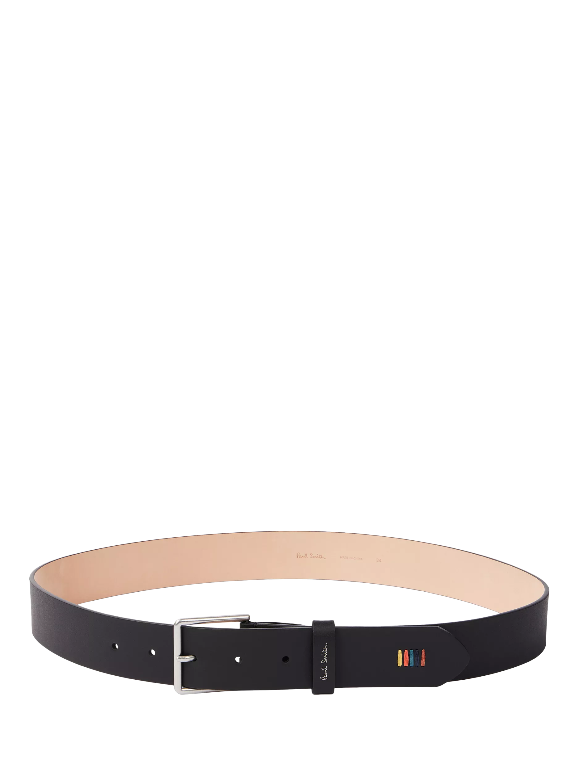 PS Paul Smith black leather belt with chrome buckle, imported from the UK