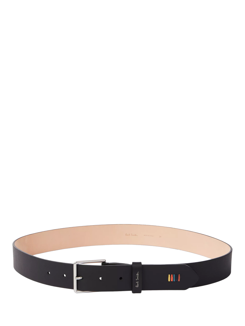 PS Paul Smith black leather belt with chrome buckle, imported from the UK
