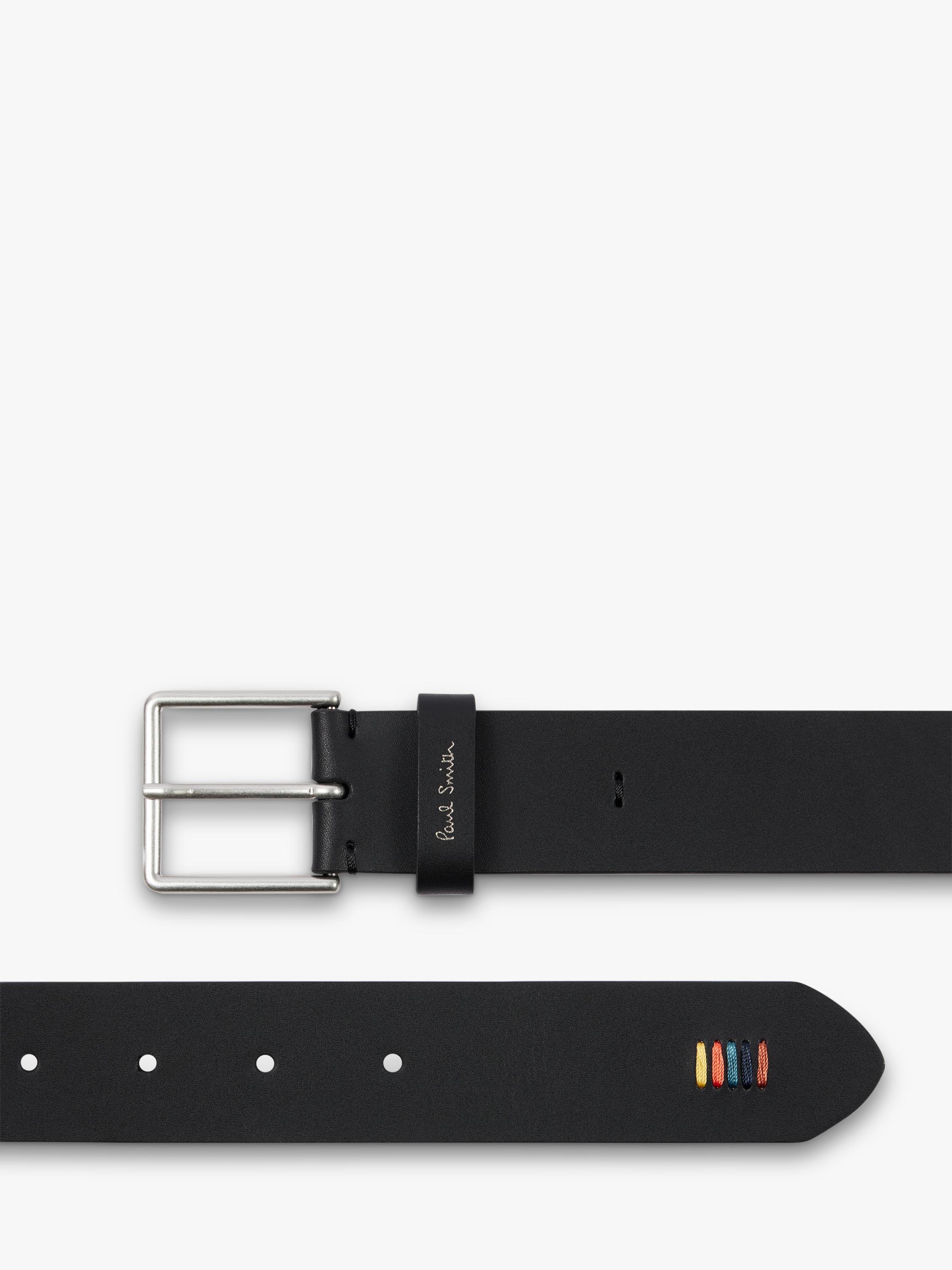PS Paul Smith black leather belt with chrome buckle, imported from the UK
