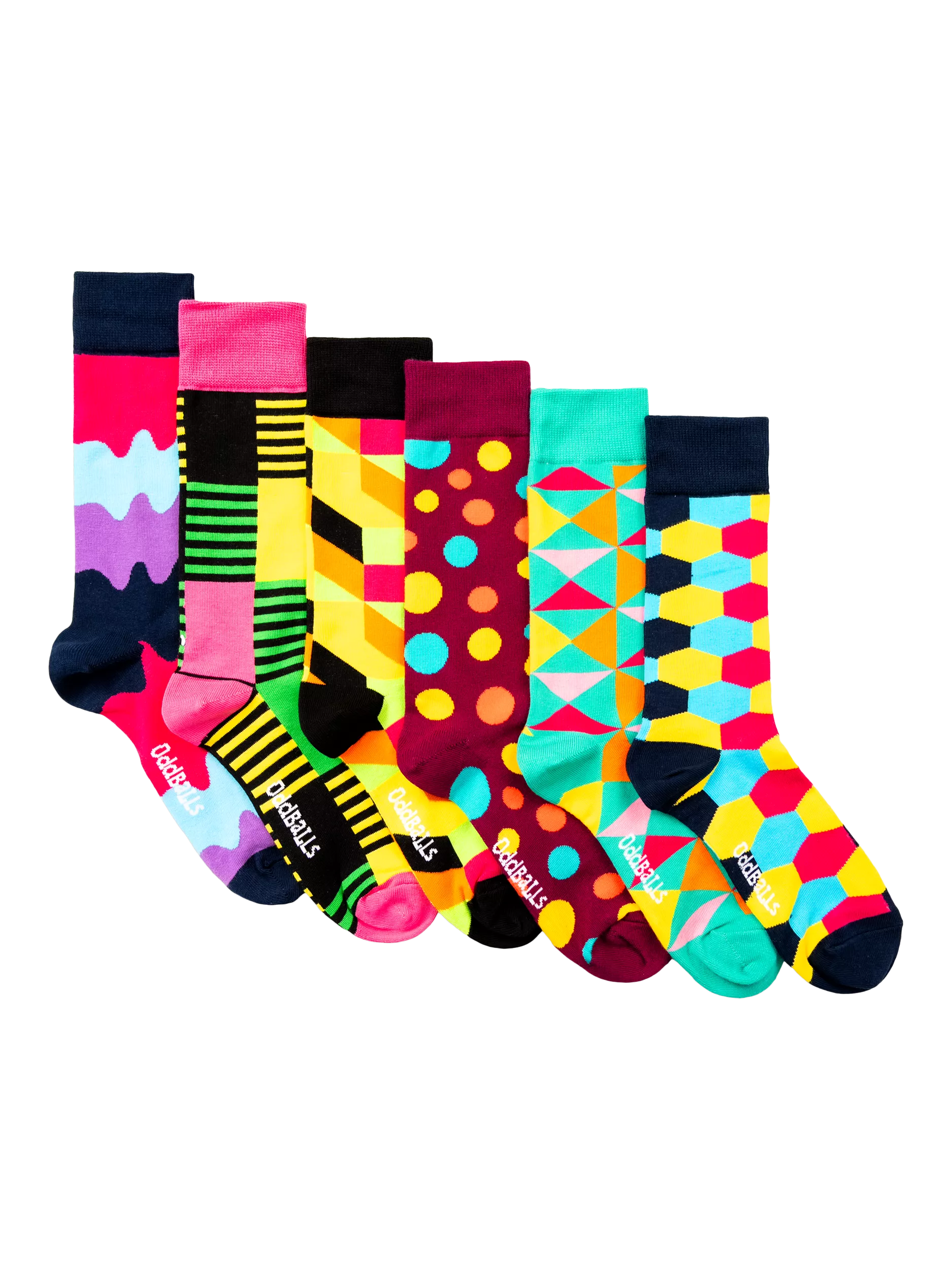 OddBalls socks pack of 6 random print, UK version