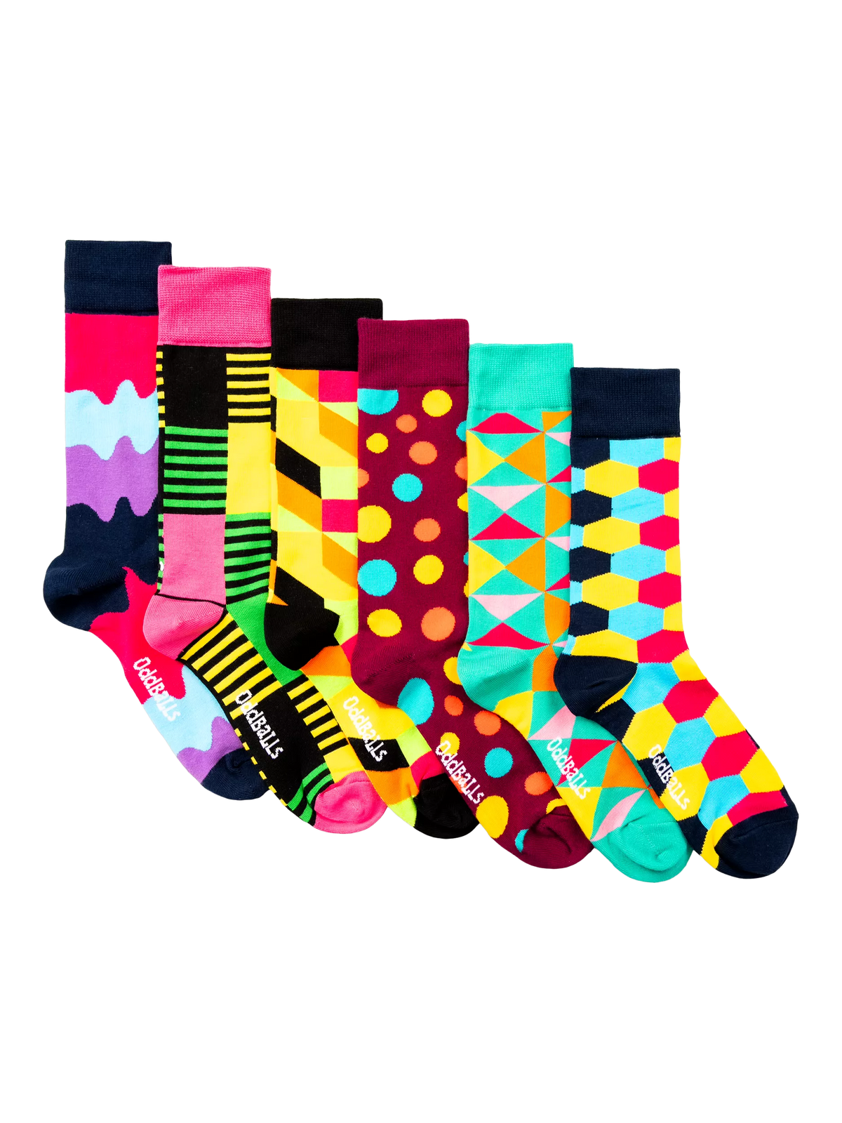 OddBalls socks pack of 6 random print, UK version