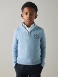 Reiss Kids' Mathieu Zip Up Jumper, Soft Blue Melange