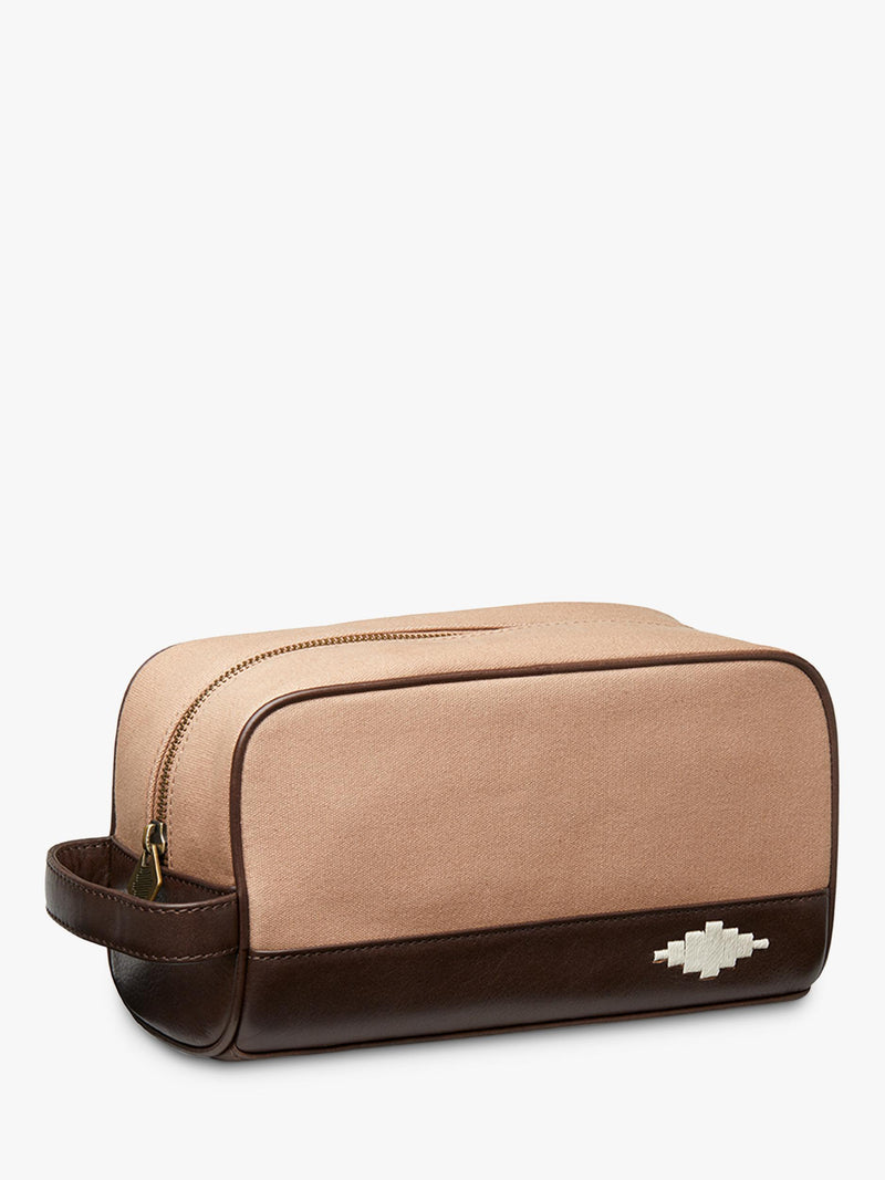 Pampeano Hombre leather and canvas wash bag - British product