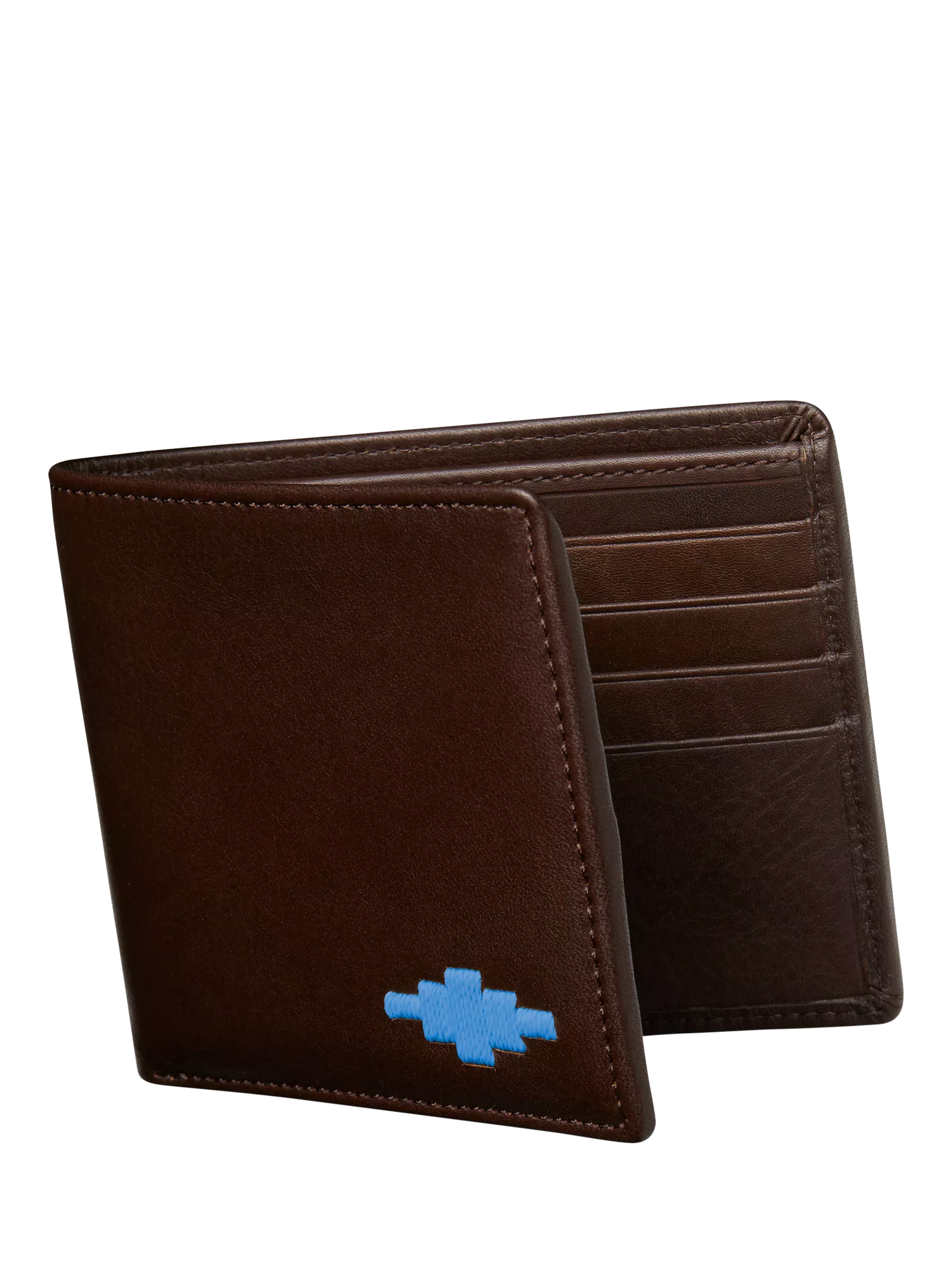 Pampeano Dinero Leather Card Wallet, Brown/Blue, One Size