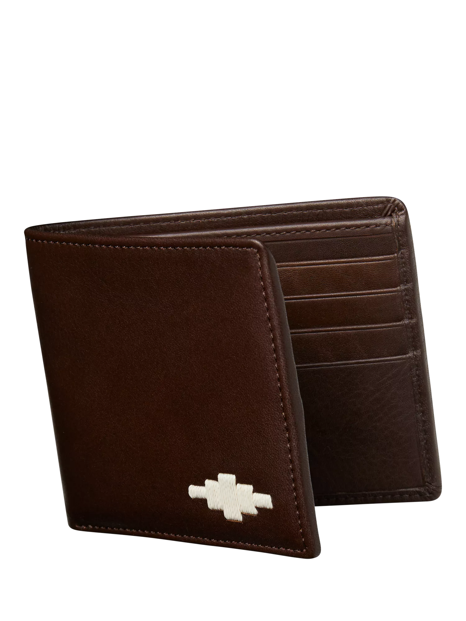 Pampeano Dinero Leather Card Wallet, Brown/Cream, One Size