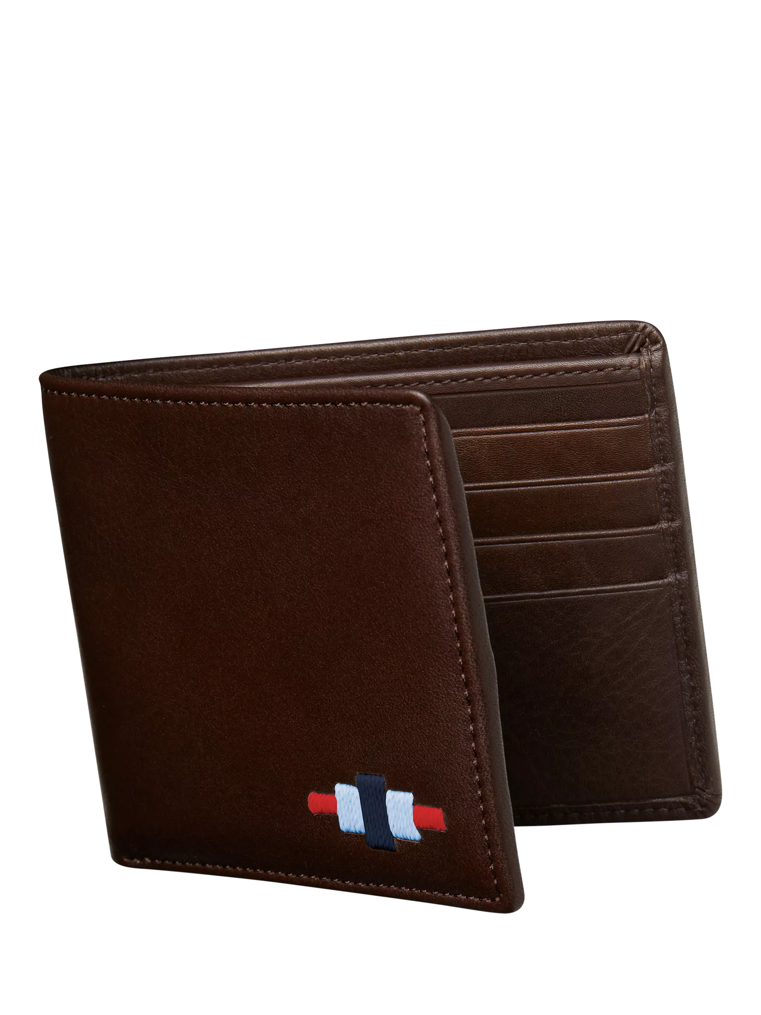 Pampeano Dinero Leather Card Wallet, Brown/Red/Grey, One Size