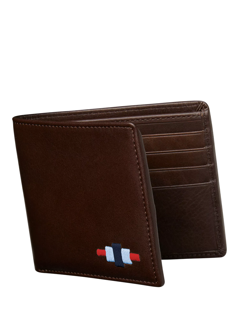 Pampeano Dinero Leather Card Wallet, Brown/Red/Grey, One Size