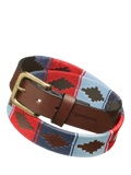 Pampeano Ceibo belt blue red stitching on leather, UK version