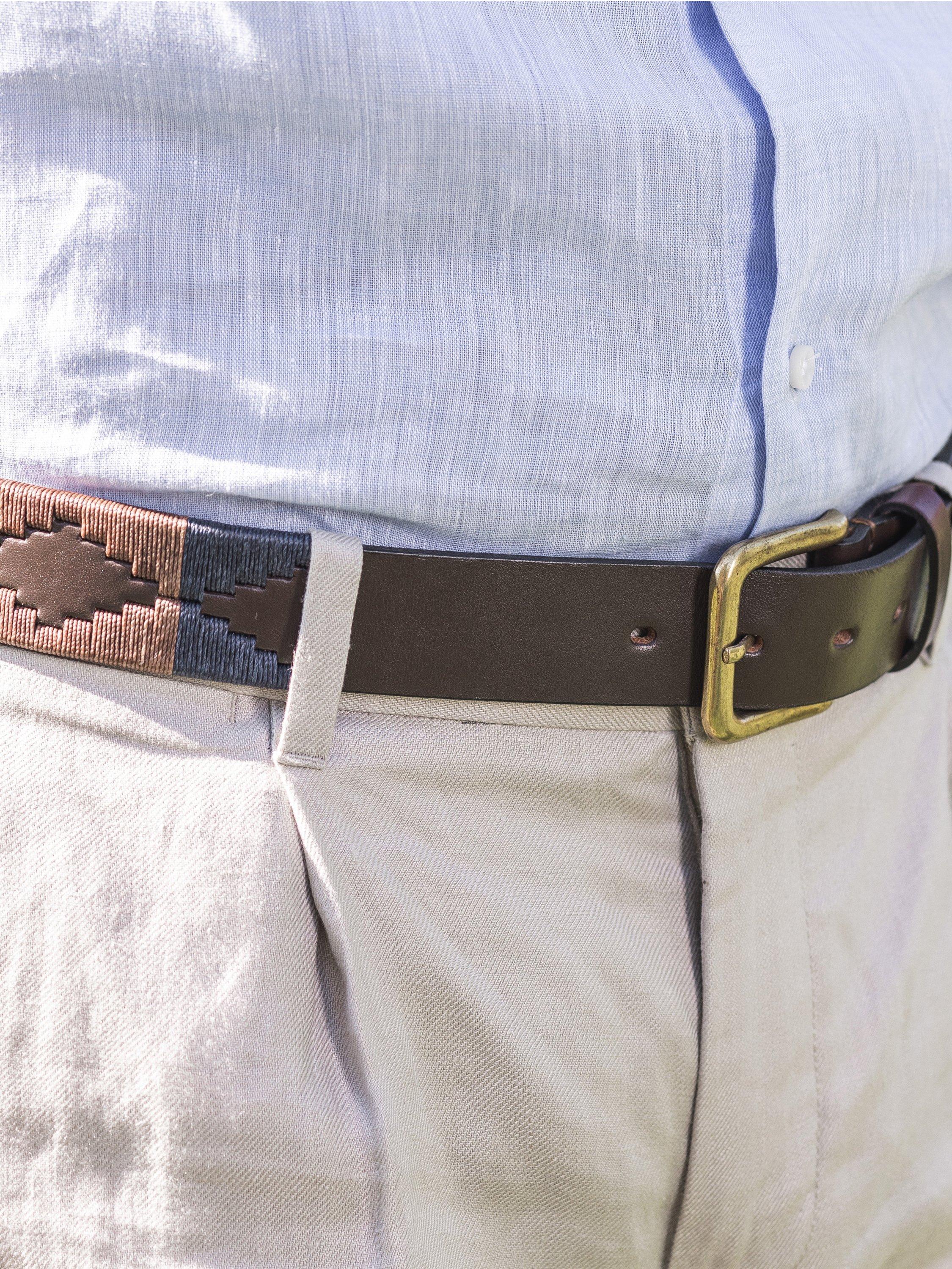 Pampeano Jefe Ledergürtel Blau Braun - Britisches Produkt
