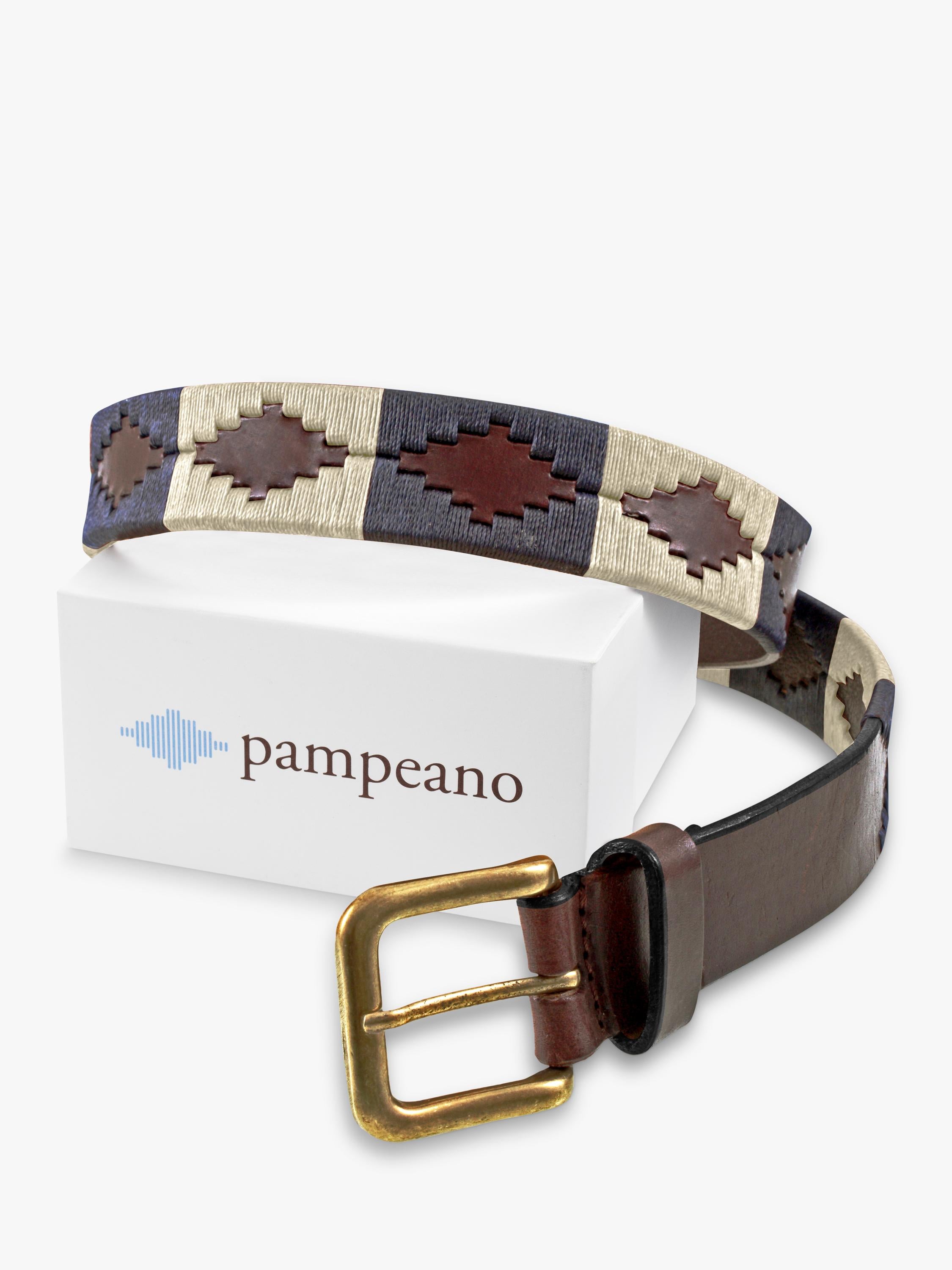 Pampeano Jugadoro leather belt in brown cream blue (British brand)