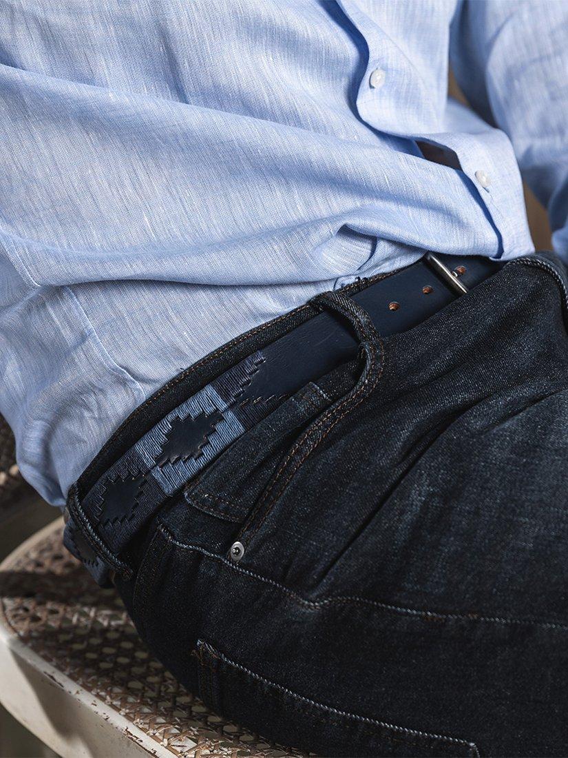 Pampeano Ondas blauer Ledergürtel, UK-Version
