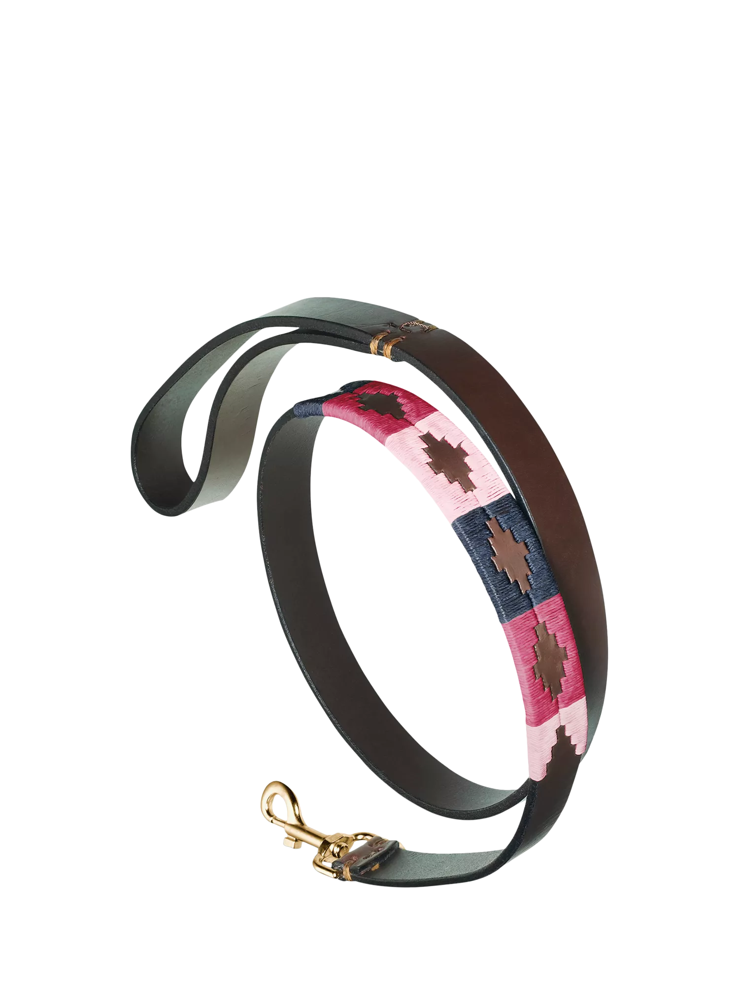 Pampeano Petalo leather dog lead Pink/Blue (British brand)