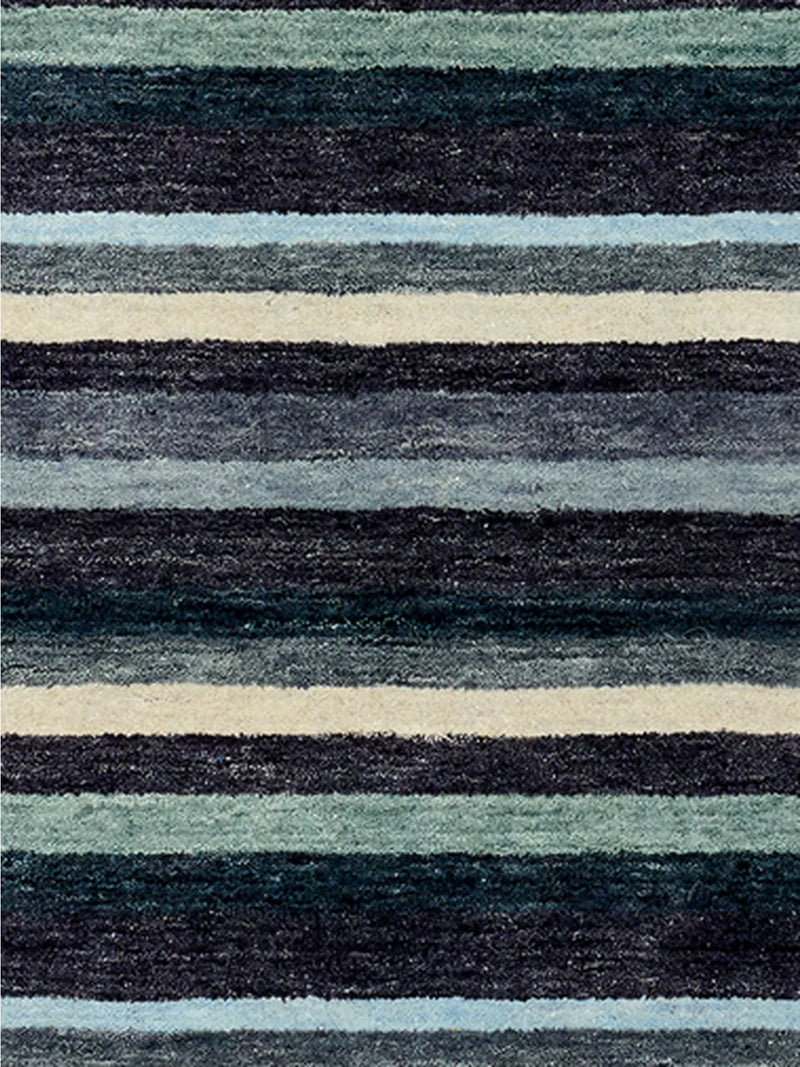 Gooch Luxury Spice Chilli Stripe Wool Rug - Blue L150 x W90cm