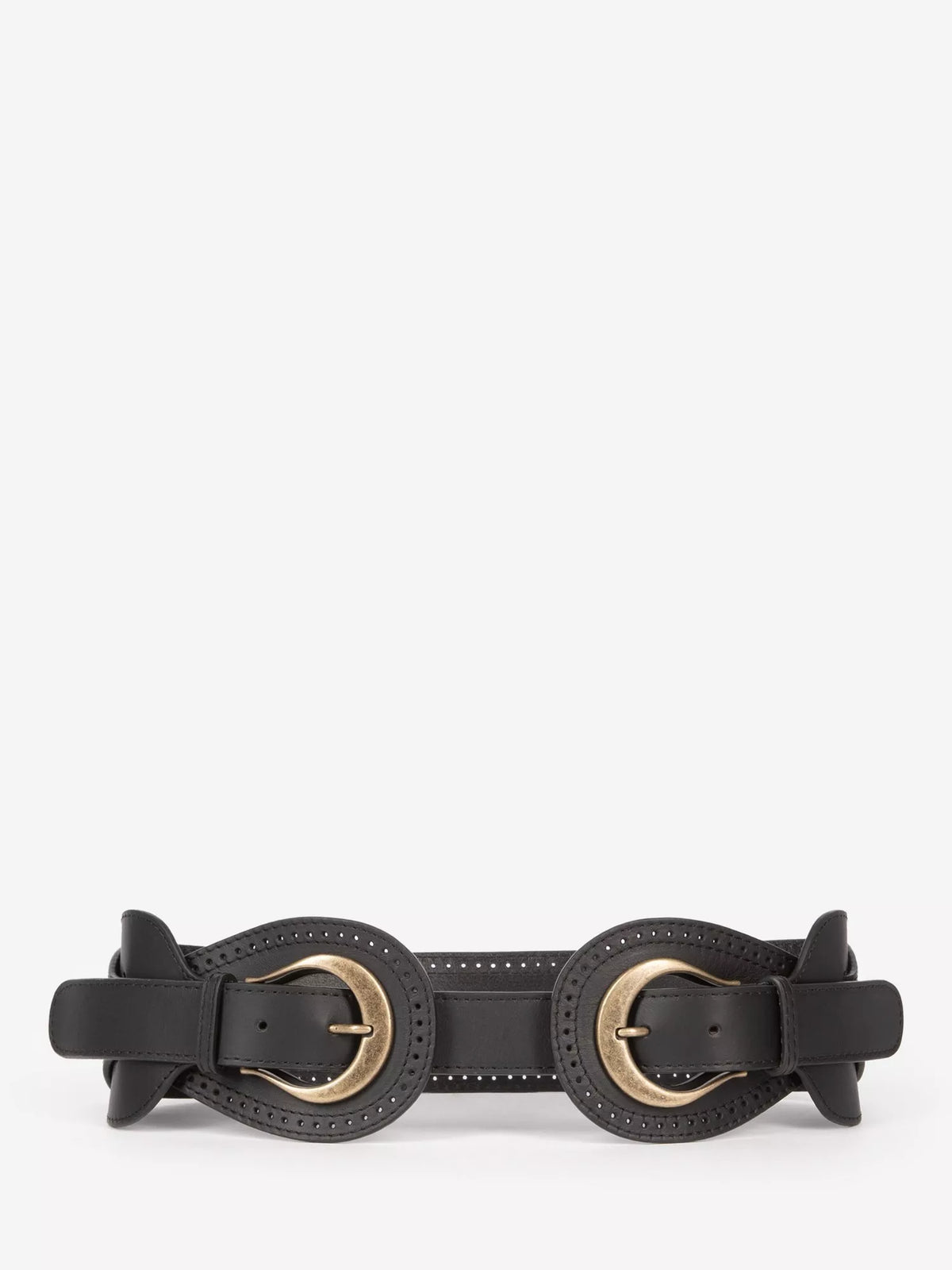 THE KOOPLES double buckle leather belt black (British brand)