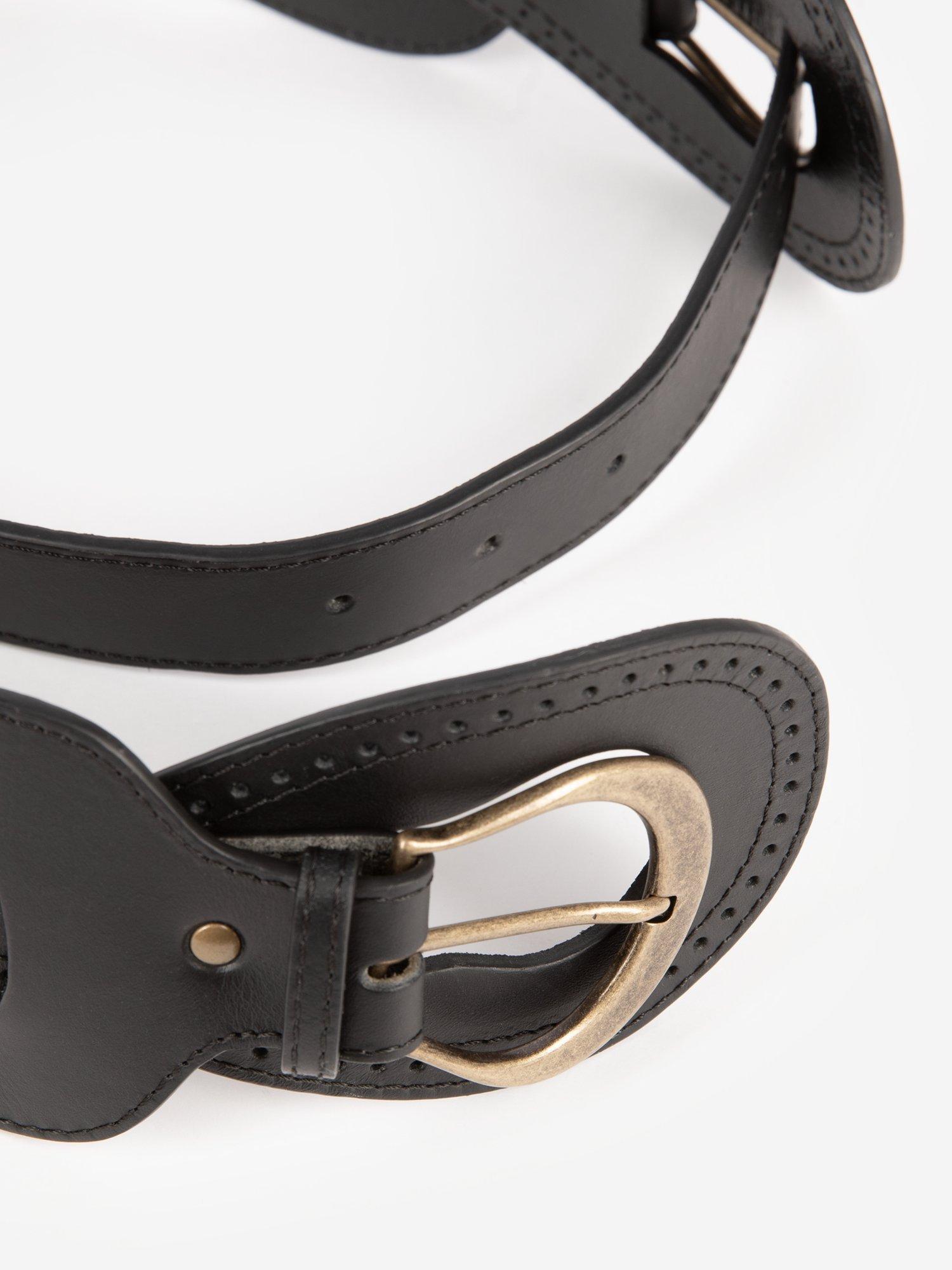 THE KOOPLES double buckle leather belt black (British brand)