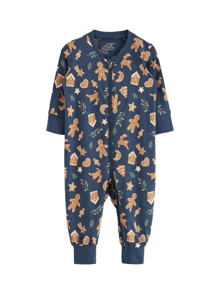 Lindex Baby Gingerbread Sleepsuit, Dark Blue