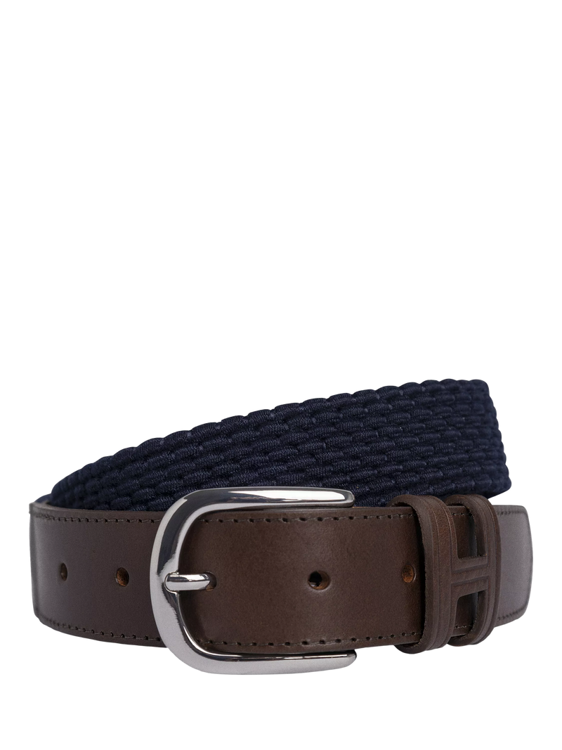 Hackett London braided leather tip belt burgundy red, imported from the UK