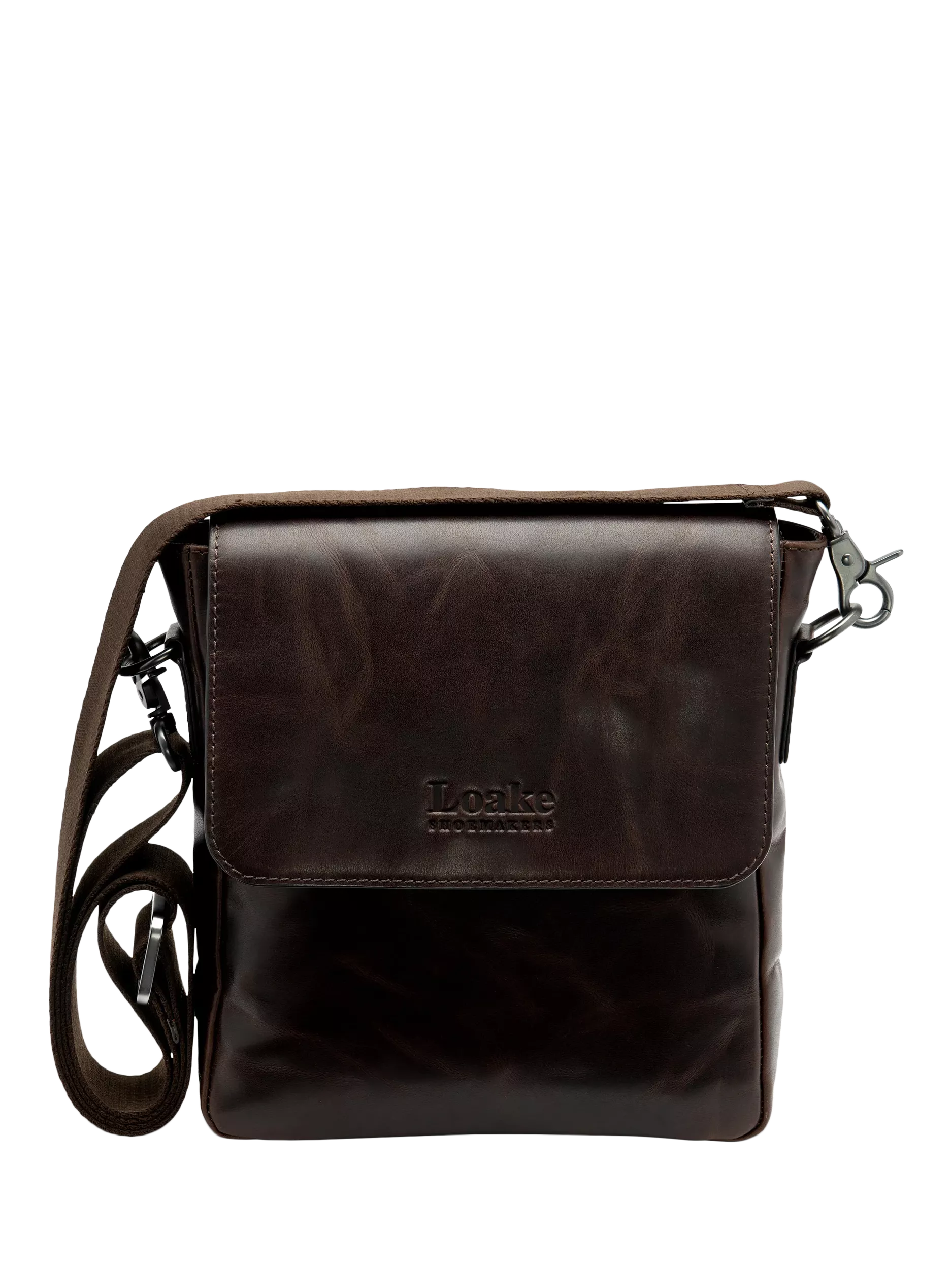 Loake Stratford crossbody bag dark brown waxy leather (British brand)