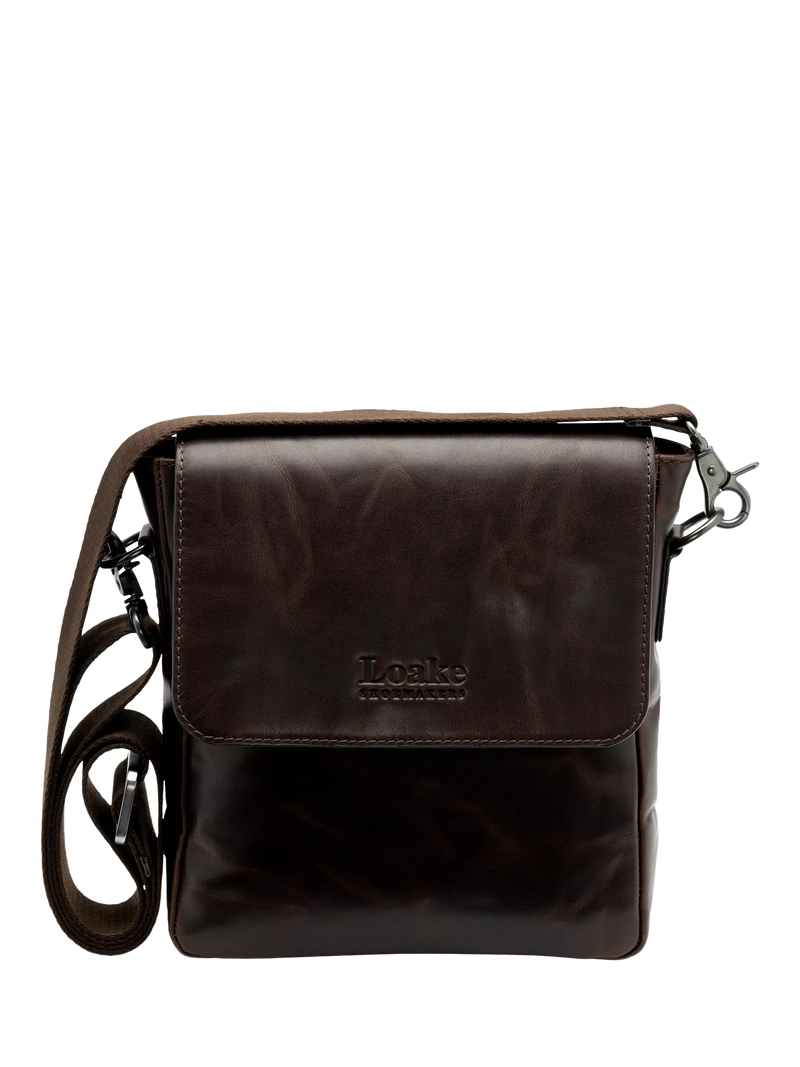 Loake Stratford crossbody bag dark brown waxy leather (British brand)
