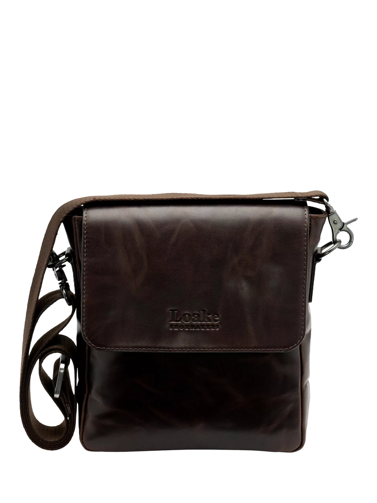 Loake Stratford crossbody bag dark brown waxy leather (British brand)