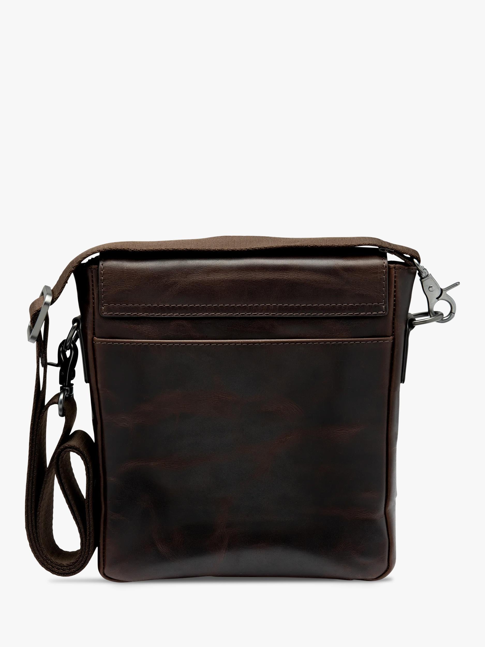 Loake Stratford crossbody bag dark brown waxy leather (British brand)