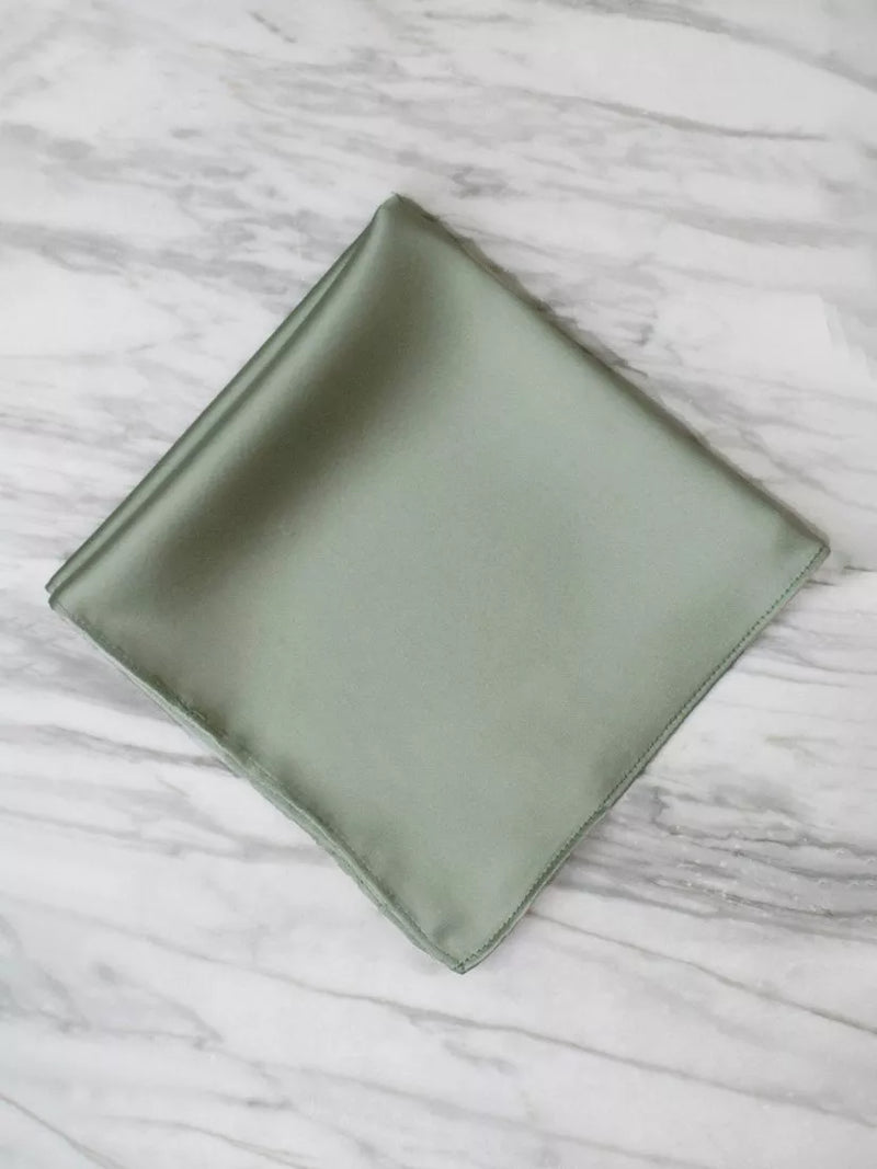 Rewritten Satin Pocket Square, Sage Green, One Size