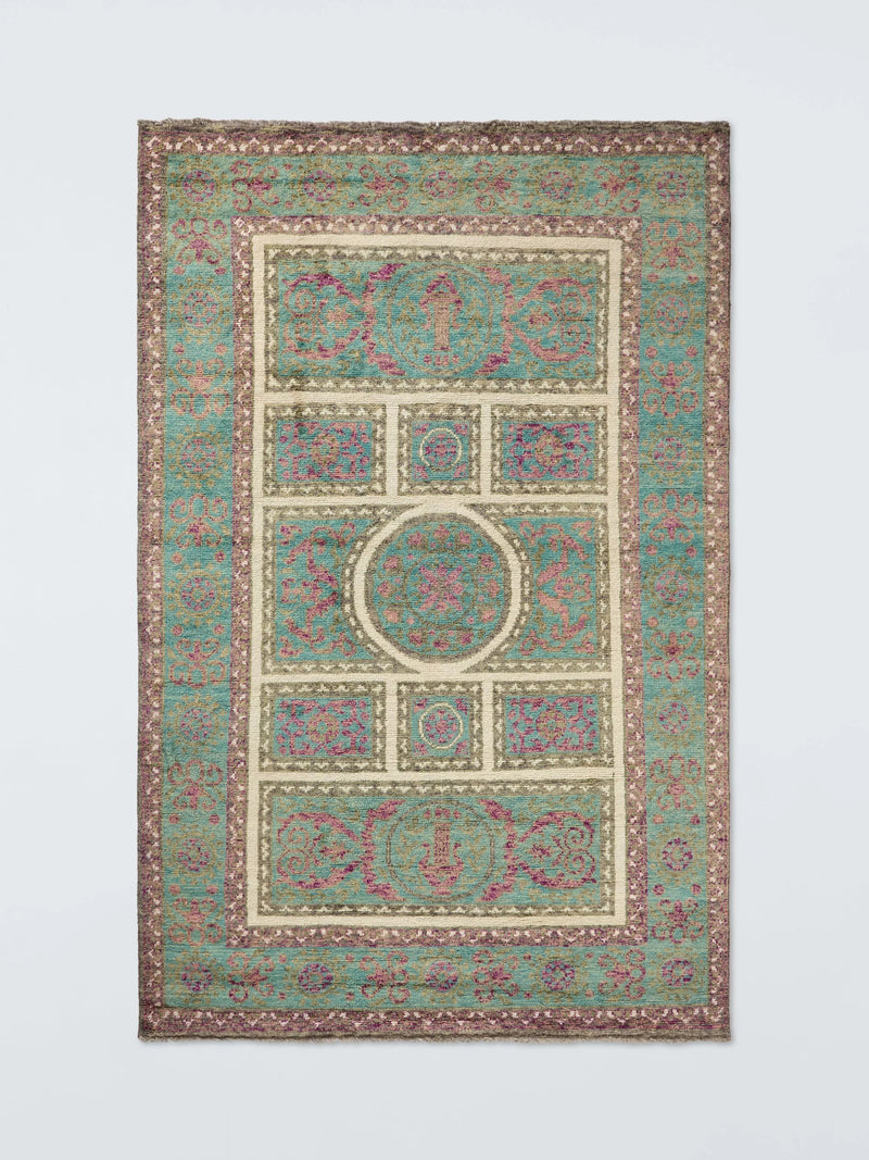Gooch Luxus Khotan Wollteppich rosa hellblau, UK-Version