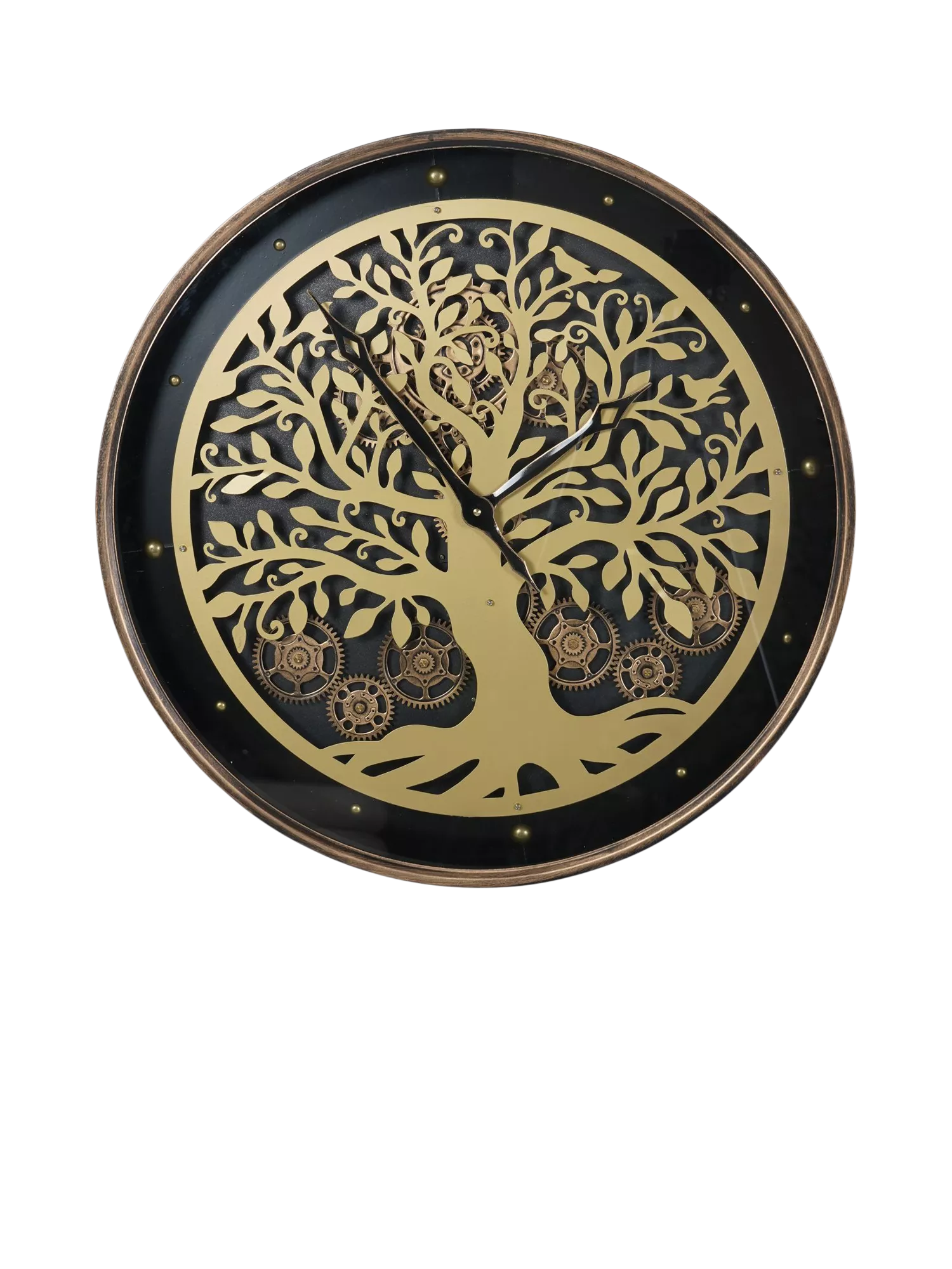Libra Interiors wall clock with gold tree silhouette 80cm - British product
