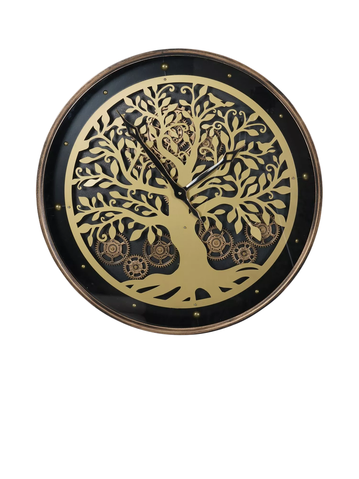 Libra Interiors wall clock with gold tree silhouette 80cm - British product