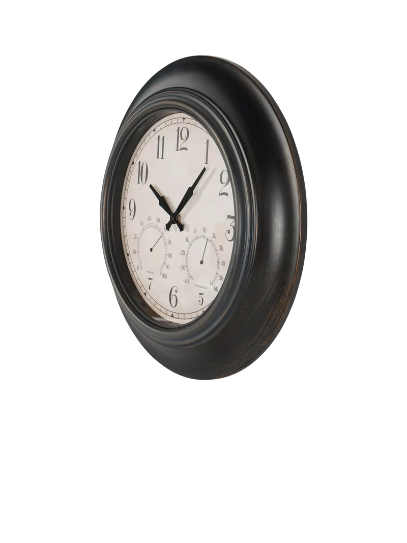 Libra Interiors wall clock with temperature and humidity 53cm - British product